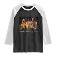 Support Your Local Egg Dealer Chicken Sipping Iced Coffee Graphic Raglan Shirt Funny Homesteading Farm Life