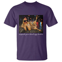 Support Your Local Egg Dealer Chicken Sipping Iced Coffee Graphic T Shirt Funny Homesteading Farm Life