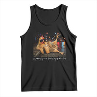 Support Your Local Egg Dealer Chicken Sipping Iced Coffee Graphic Tank Top Funny Homesteading Farm Life