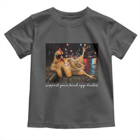 Support Your Local Egg Dealer Chicken Sipping Iced Coffee Graphic Toddler T Shirt Funny Homesteading Farm Life