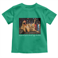 Support Your Local Egg Dealer Chicken Sipping Iced Coffee Graphic Toddler T Shirt Funny Homesteading Farm Life