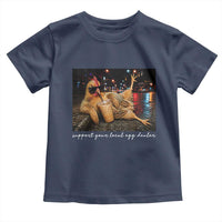 Support Your Local Egg Dealer Chicken Sipping Iced Coffee Graphic Toddler T Shirt Funny Homesteading Farm Life
