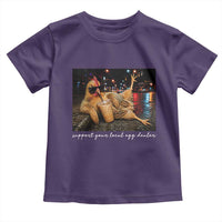 Support Your Local Egg Dealer Chicken Sipping Iced Coffee Graphic Toddler T Shirt Funny Homesteading Farm Life