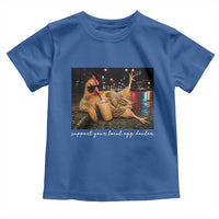 Support Your Local Egg Dealer Chicken Sipping Iced Coffee Graphic Toddler T Shirt Funny Homesteading Farm Life