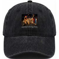 Support Your Local Egg Dealer Chicken Sipping Iced Coffee Graphic Washed Cotton Baseball Cap Funny Homesteading Farm Life