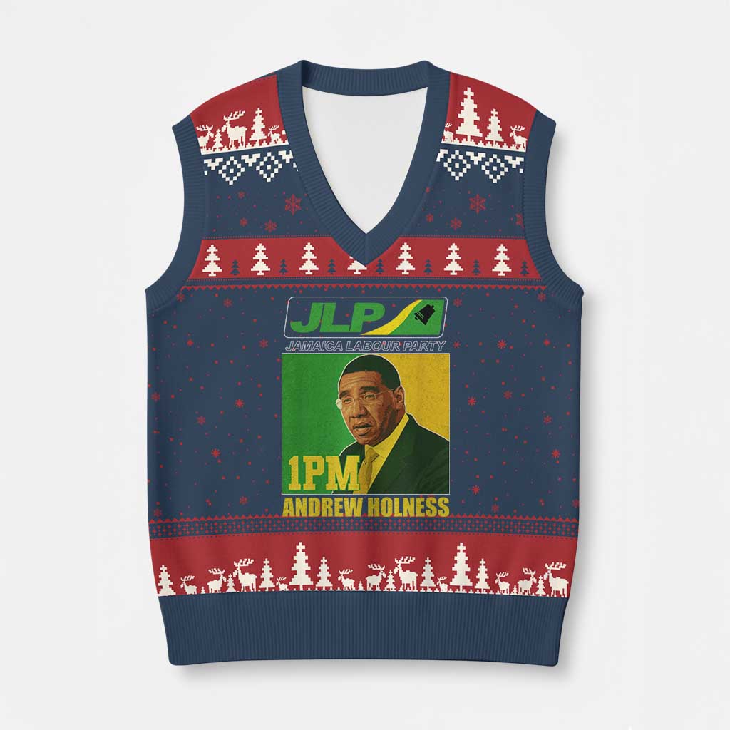 1PM Andrew Holness JPL Supporter V-Neck Knit Sweater Vest Jamaica Labor Party Jamaican Political Pride - Wonder Print Shop