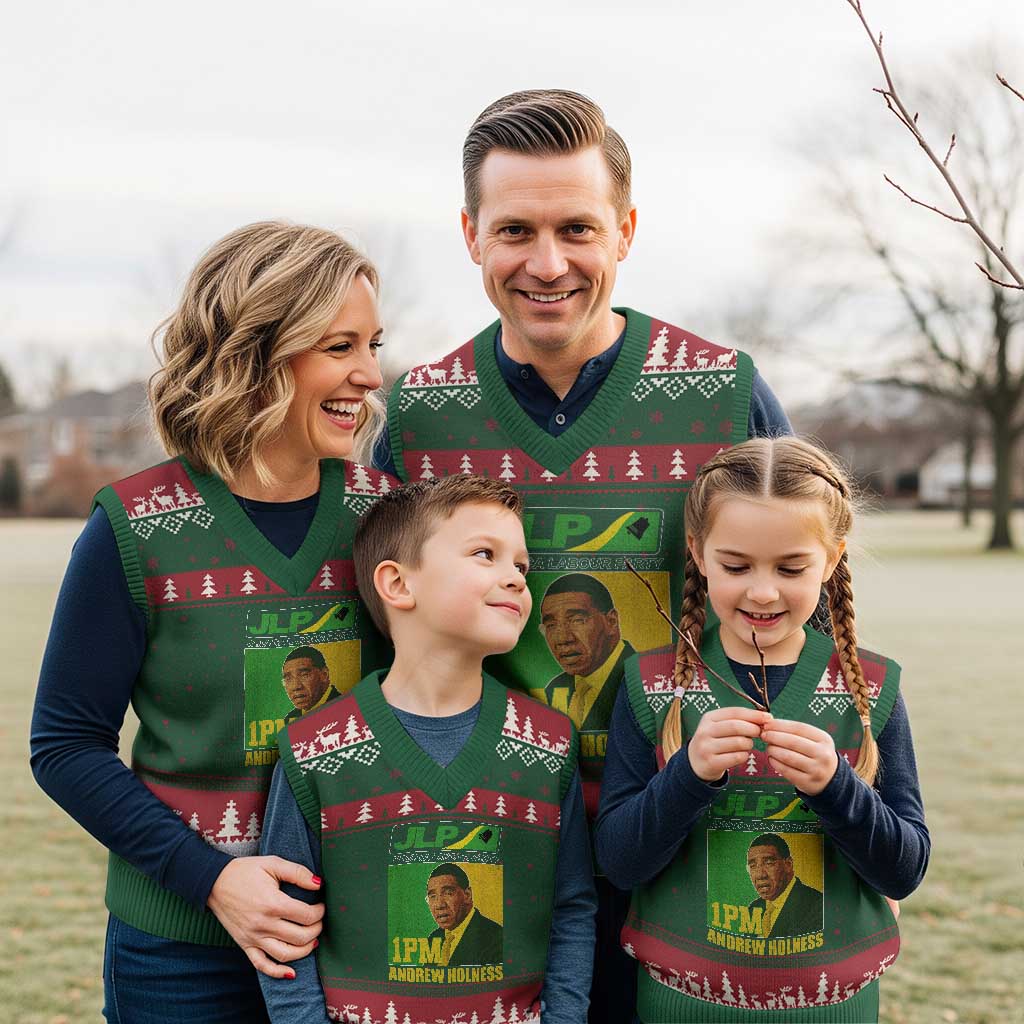 1PM Andrew Holness JPL Supporter V-Neck Knit Sweater Vest Jamaica Labor Party Jamaican Political Pride - Wonder Print Shop