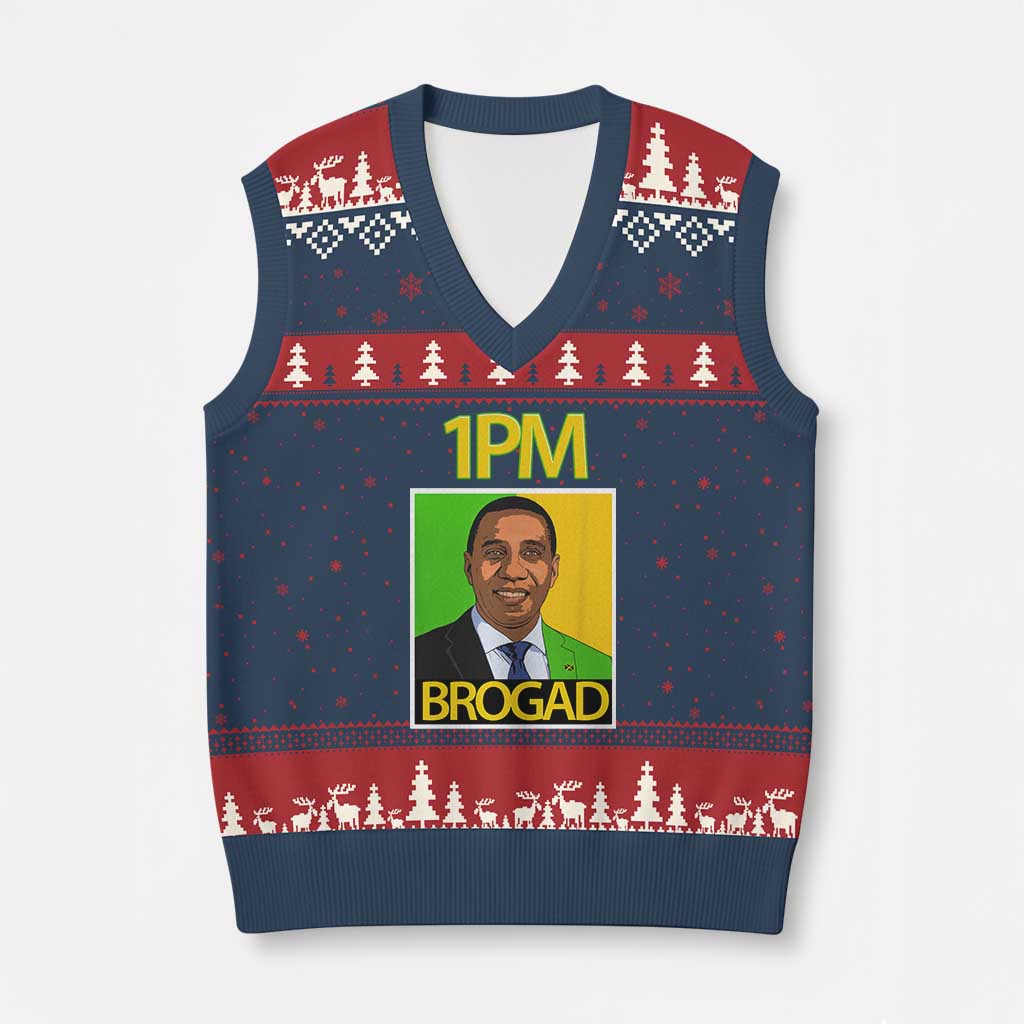 1PM BROGAD JLP Supporter Andrew Holness V-Neck Knit Sweater Vest Jamaica Labor Party Politics - Wonder Print Shop
