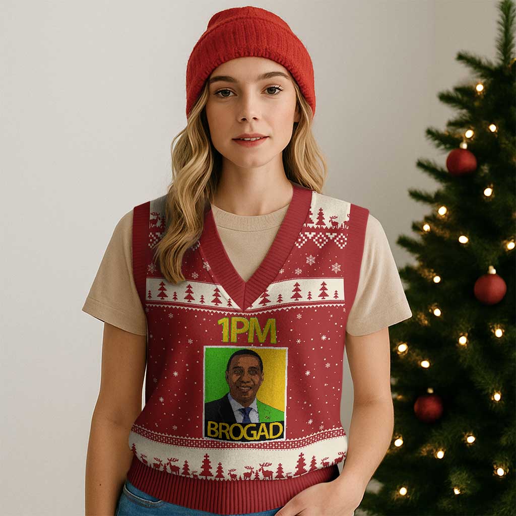 1PM BROGAD JLP Supporter Andrew Holness V-Neck Knit Sweater Vest Jamaica Labor Party Politics - Wonder Print Shop