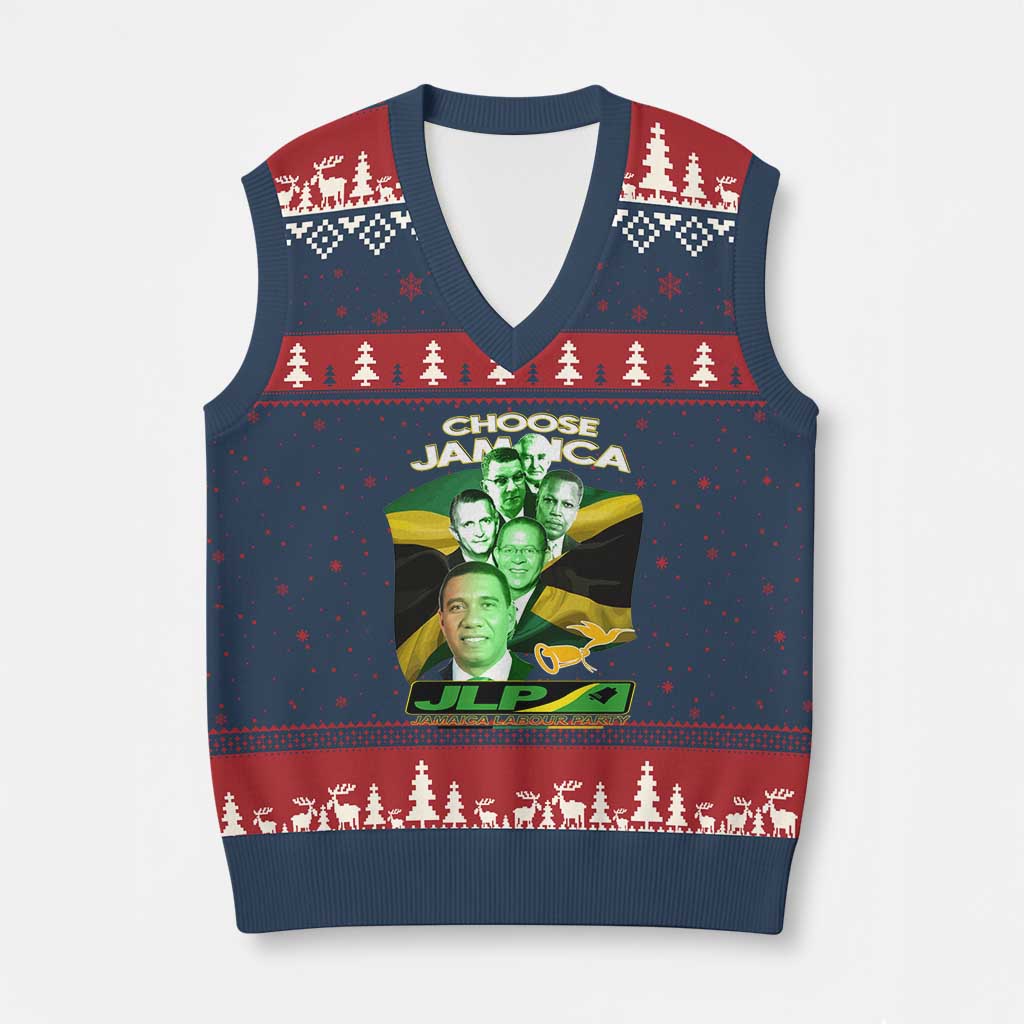 Choose Jamaica JLP Supporter V-Neck Knit Sweater Vest Patriotic Leaders Jamaica Jamaica Labor Party Politics - Wonder Print Shop