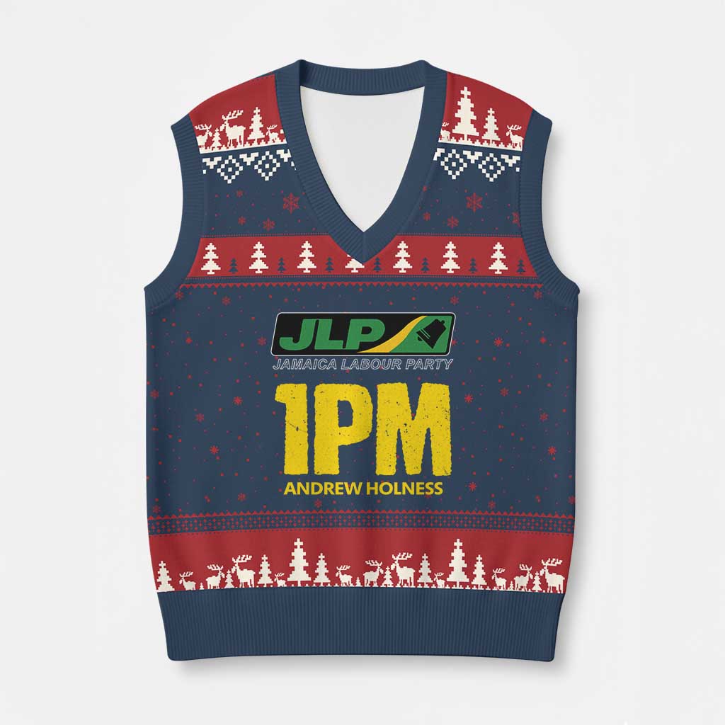 1PM Andrew Holness V-Neck Knit Sweater Vest Support JLP Jamaica Labour Party - Wonder Print Shop
