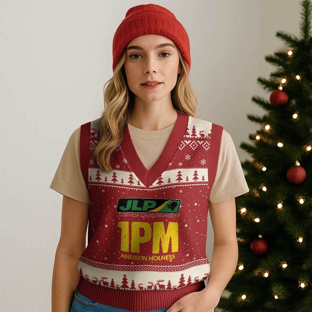 1PM Andrew Holness V-Neck Knit Sweater Vest Support JLP Jamaica Labour Party - Wonder Print Shop