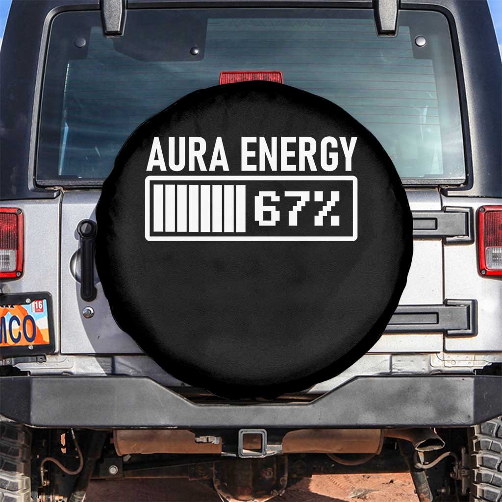 Funny Aura Energy at 67 Spare Tire Cover Six Seven Viral Meme 6 7 Gen Alpha Slang - Wonder Print Shop