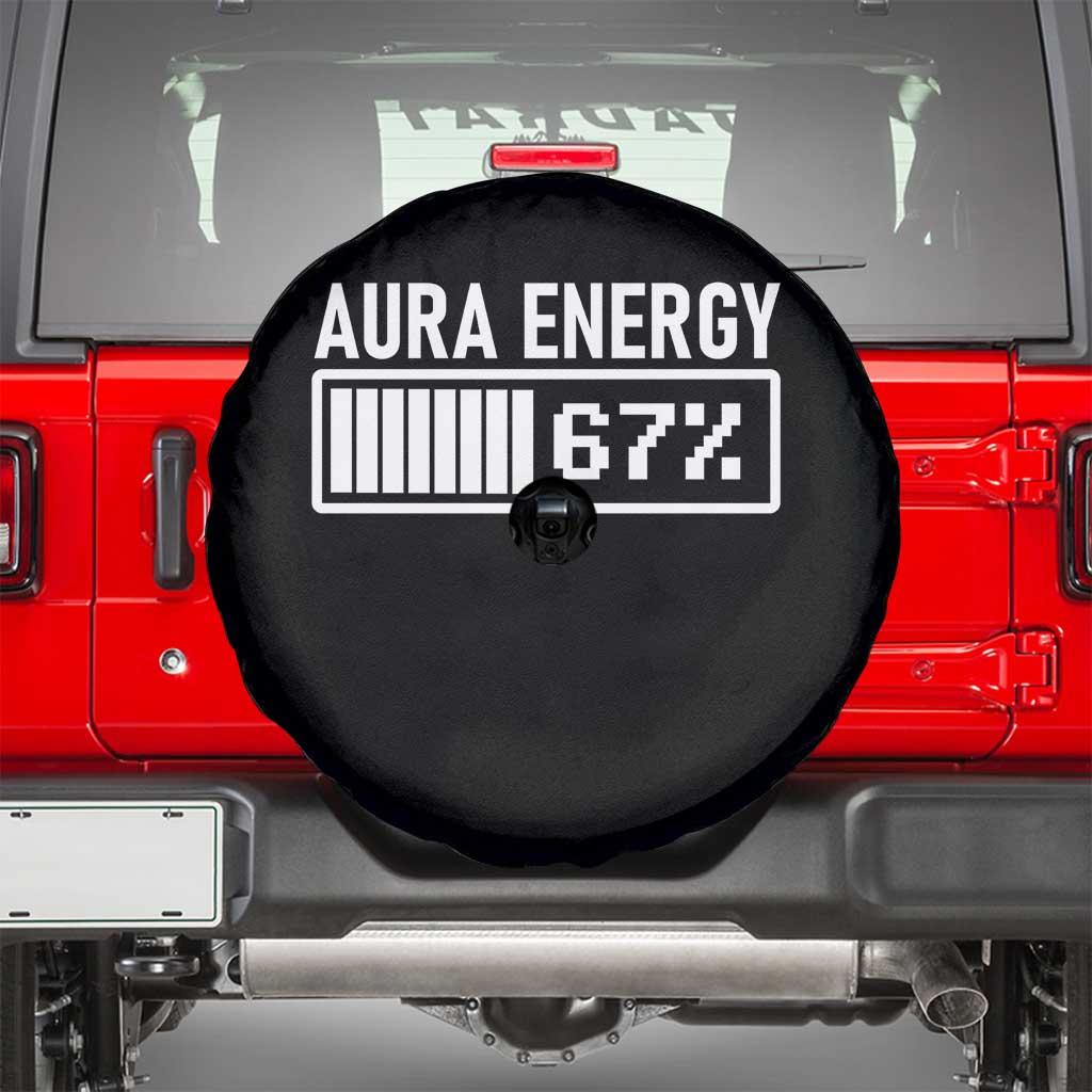 Funny Aura Energy at 67 Spare Tire Cover Six Seven Viral Meme 6 7 Gen Alpha Slang - Wonder Print Shop