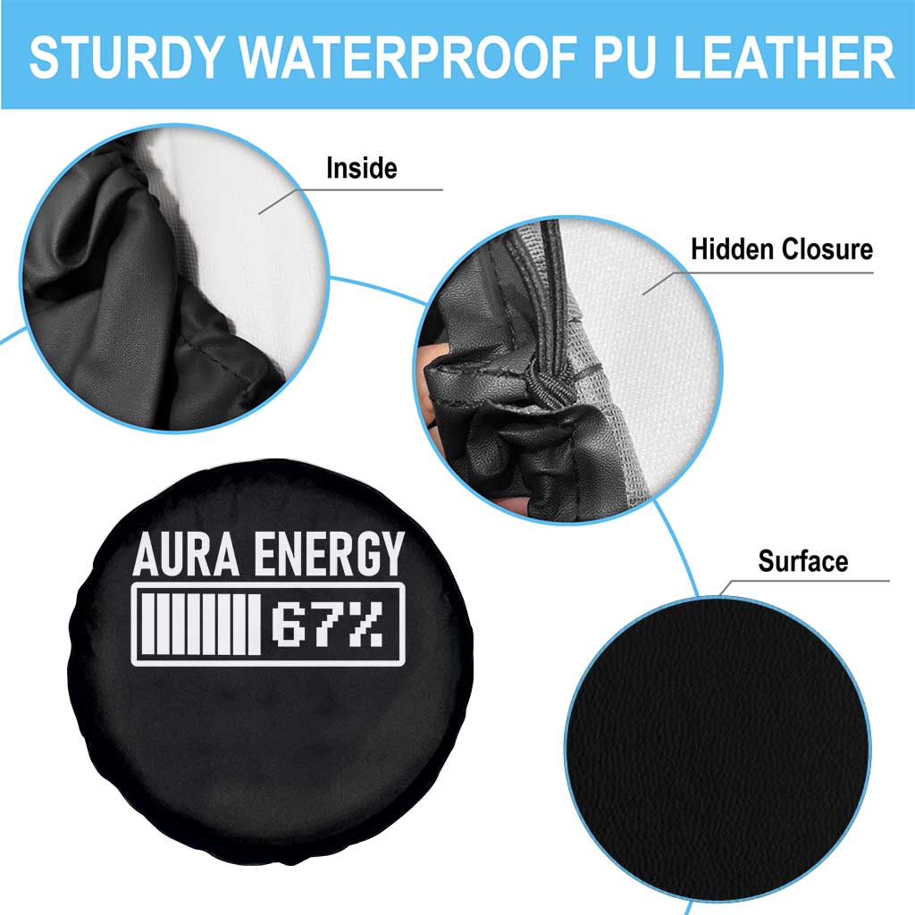 Funny Aura Energy at 67 Spare Tire Cover Six Seven Viral Meme 6 7 Gen Alpha Slang - Wonder Print Shop
