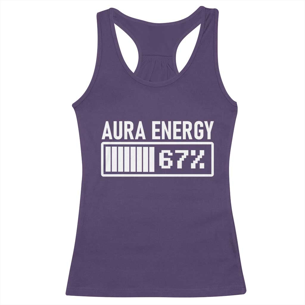 Funny Aura Energy at 67 Racerback Tank Top Six Seven Viral Meme 6 7 Gen Alpha Slang - Wonder Print Shop