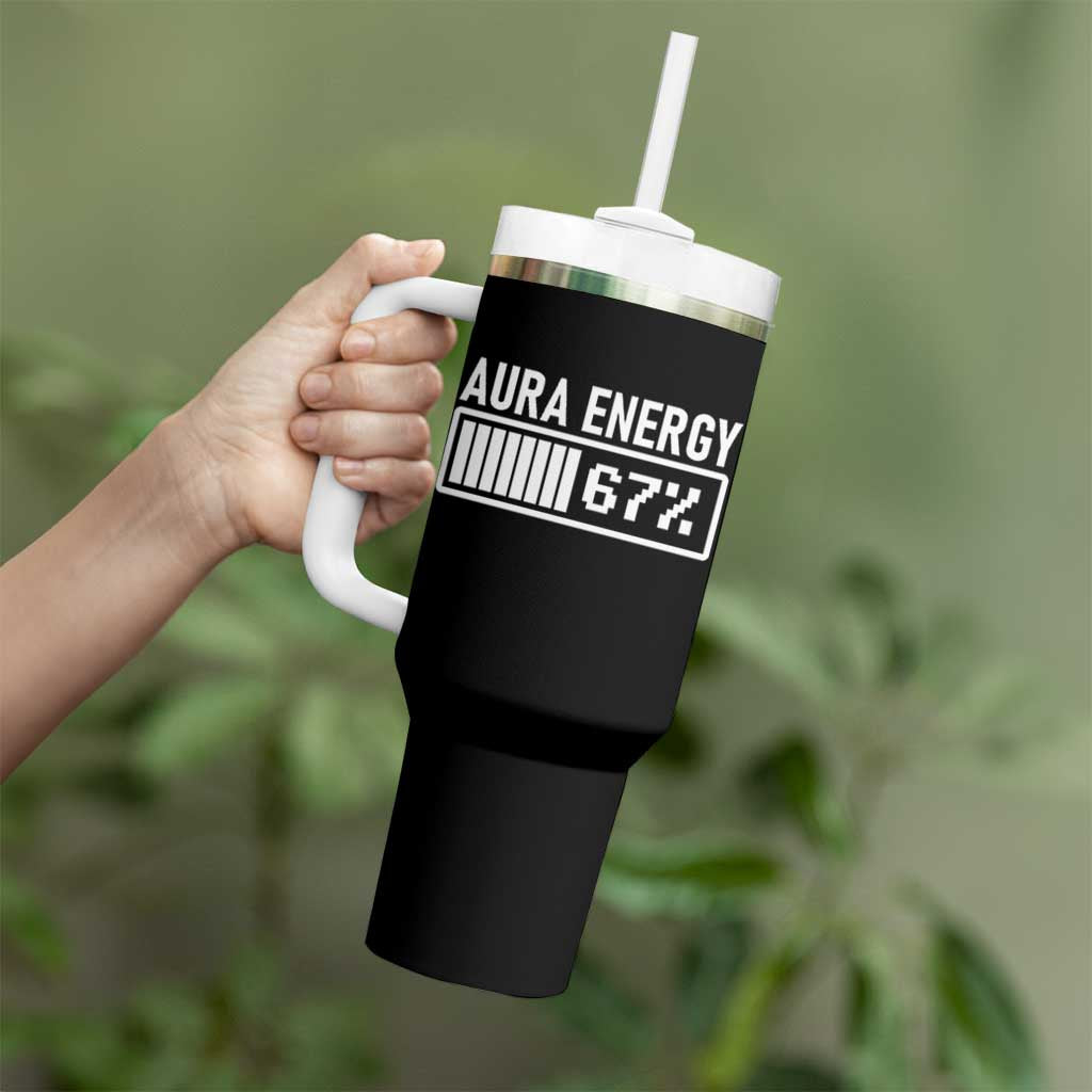Funny Aura Energy at 67 Tumbler With Handle Six Seven Viral Meme 6 7 Gen Alpha Slang - Wonder Print Shop