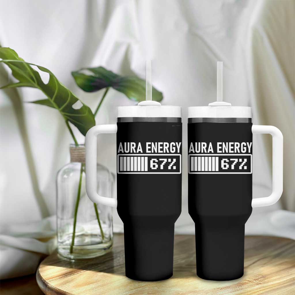 Funny Aura Energy at 67 Tumbler With Handle Six Seven Viral Meme 6 7 Gen Alpha Slang - Wonder Print Shop
