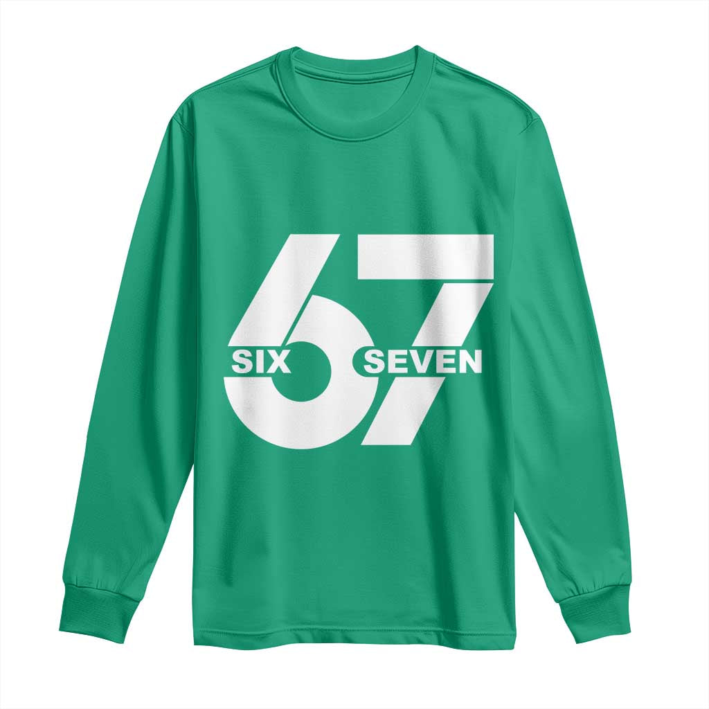 Funny Six Seven 67 Meme Long Sleeve Shirt Bold Graphic - Wonder Print Shop