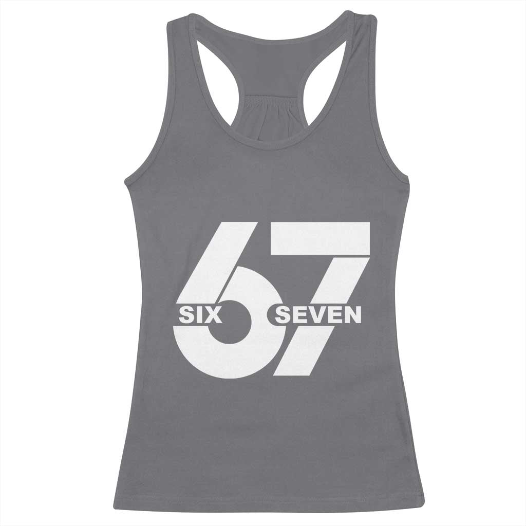 Funny Six Seven 67 Meme Racerback Tank Top Bold Graphic - Wonder Print Shop