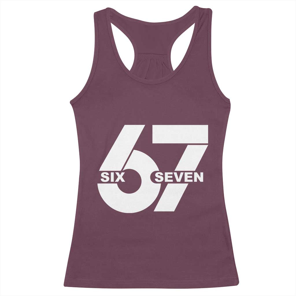 Funny Six Seven 67 Meme Racerback Tank Top Bold Graphic - Wonder Print Shop
