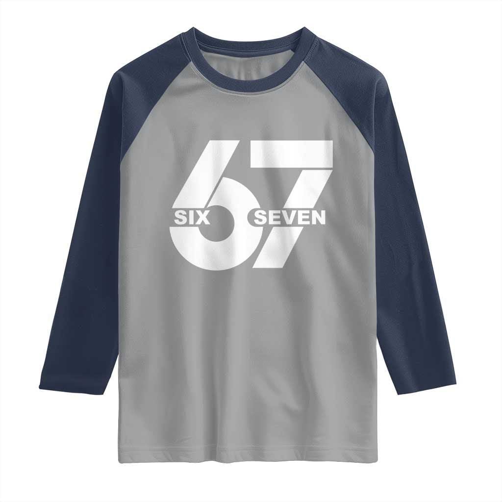 Funny Six Seven 67 Meme Raglan Shirt Bold Graphic - Wonder Print Shop
