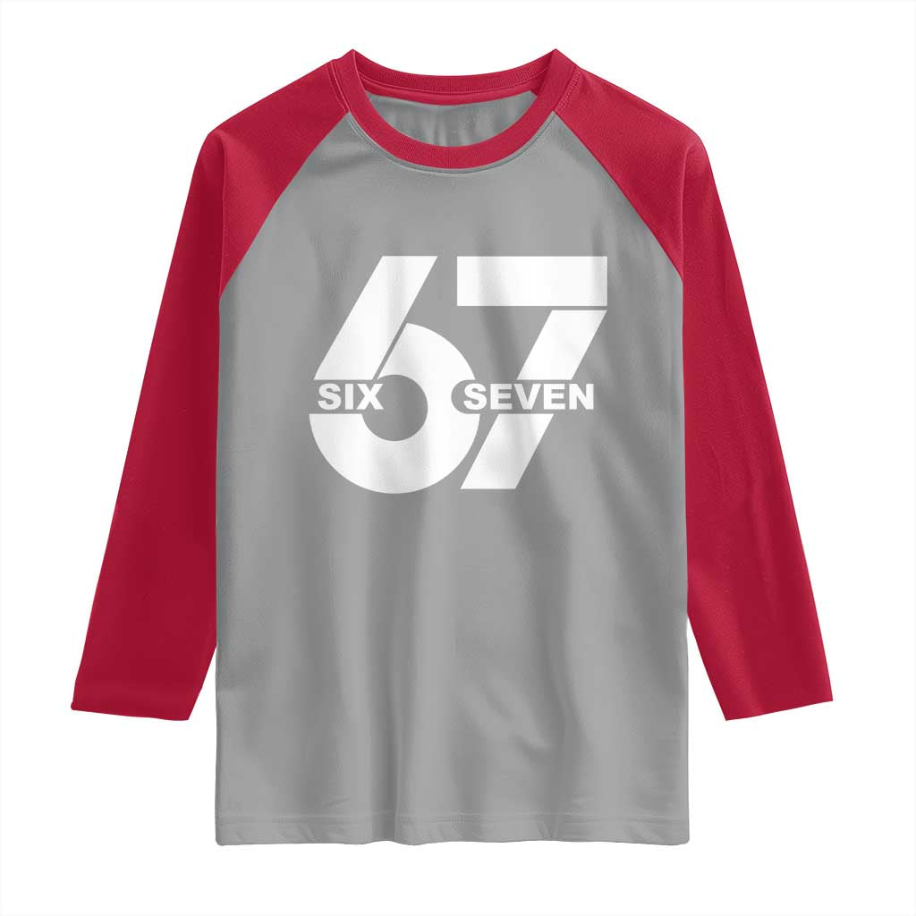 Funny Six Seven 67 Meme Raglan Shirt Bold Graphic - Wonder Print Shop