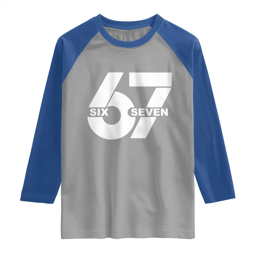 Funny Six Seven 67 Meme Raglan Shirt Bold Graphic - Wonder Print Shop
