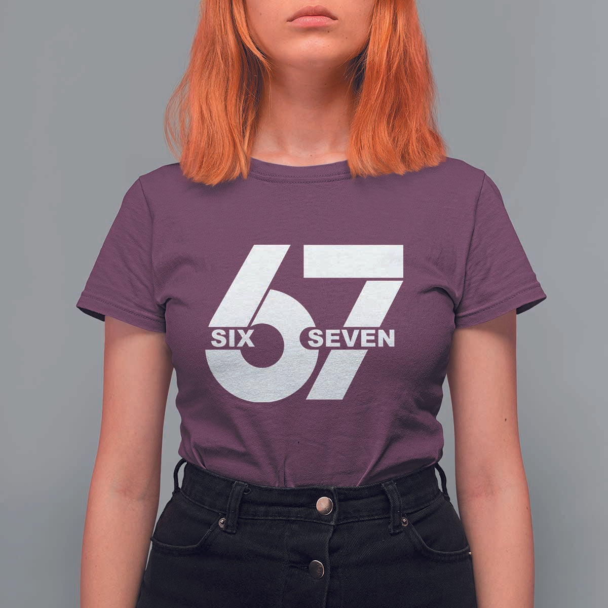 Funny Six Seven 67 Meme T Shirt For Women Bold Graphic - Wonder Print Shop