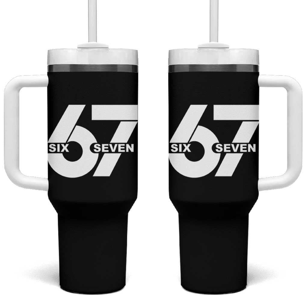 Funny Six Seven 67 Meme Tumbler With Handle Bold Graphic - Wonder Print Shop