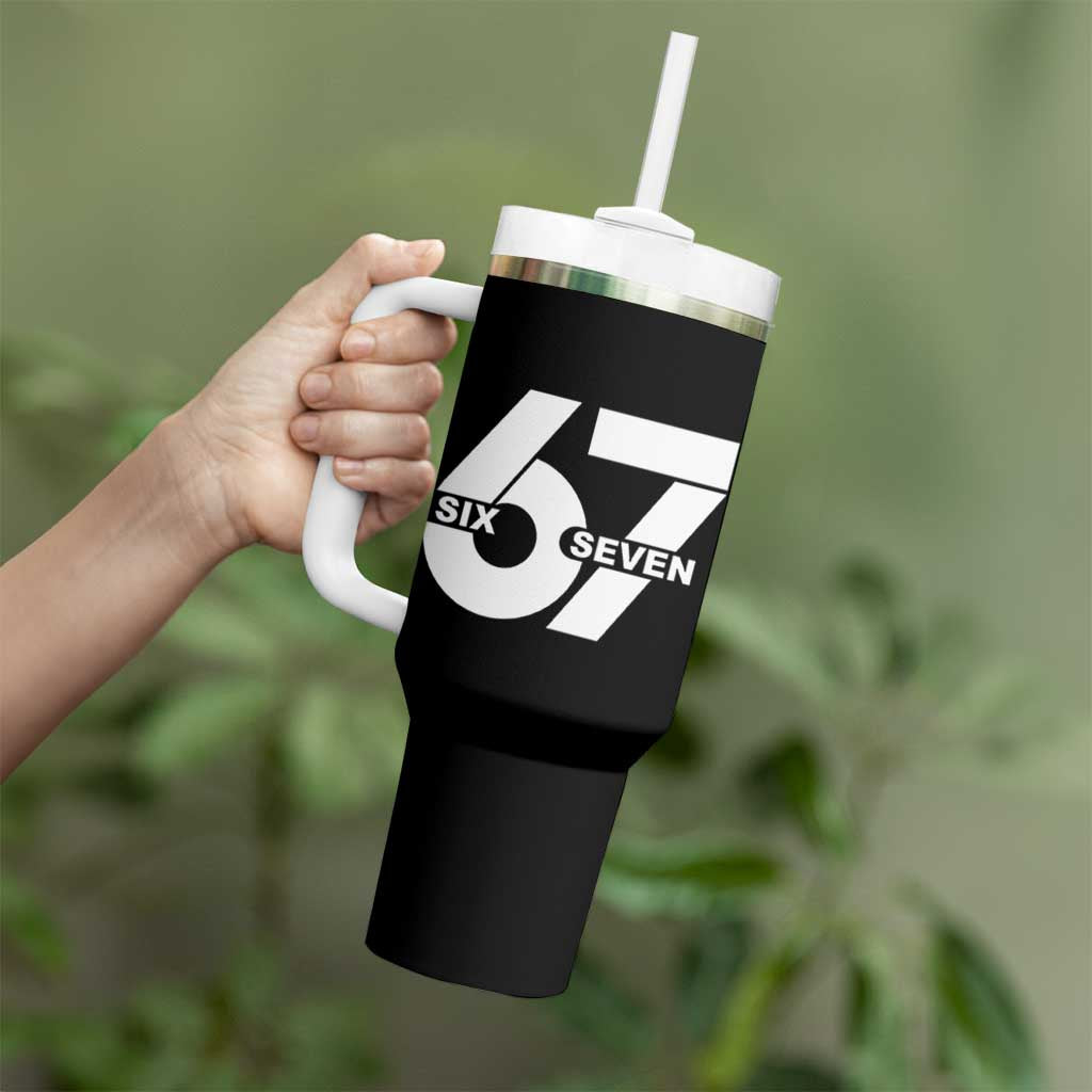 Funny Six Seven 67 Meme Tumbler With Handle Bold Graphic - Wonder Print Shop