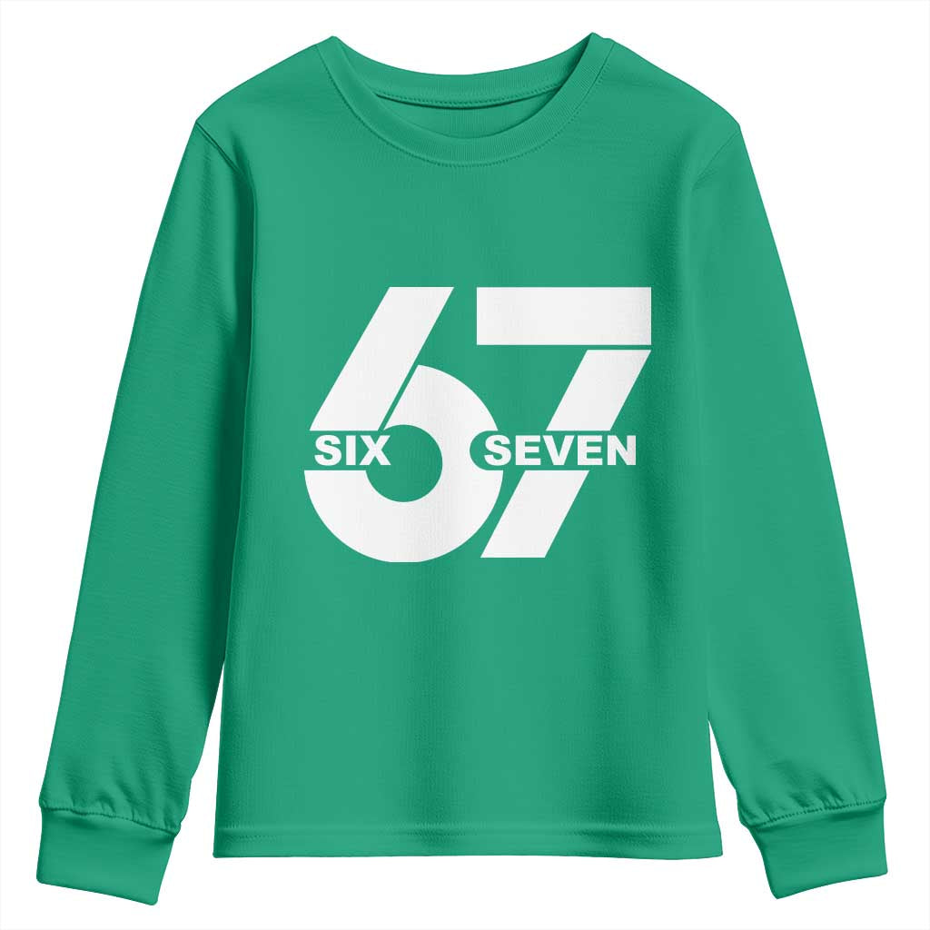 Funny Six Seven 67 Meme Youth Sweatshirt Bold Graphic - Wonder Print Shop