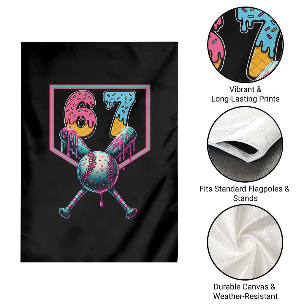 Funny Six Seven Baseball Drip Garden Flag Number 67 Meme Drippy Bats - Wonder Print Shop