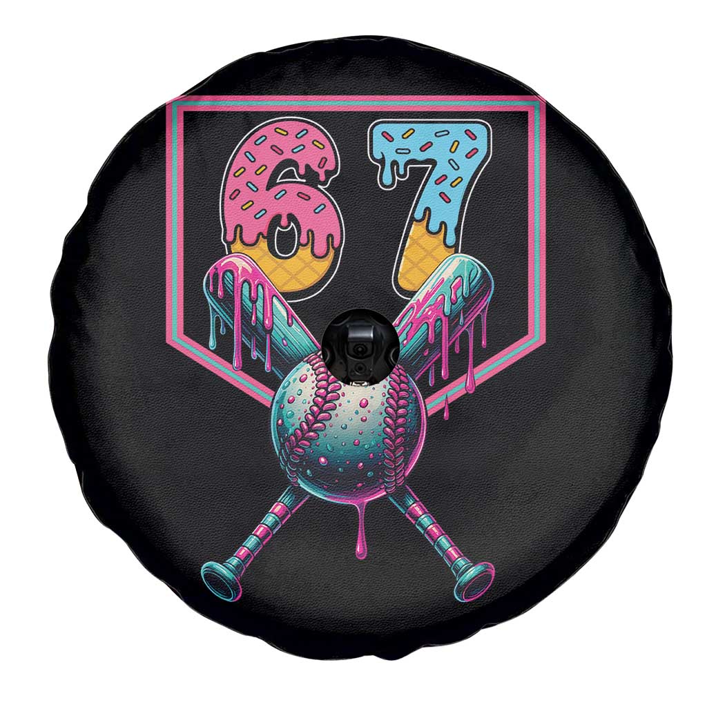 Funny Six Seven Baseball Drip Spare Tire Cover Number 67 Meme Drippy Bats - Wonder Print Shop