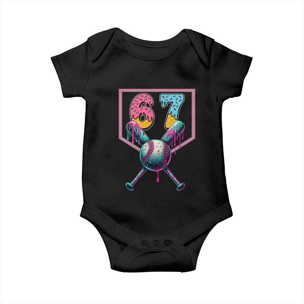 Funny Six Seven Baseball Drip Baby Onesie Number 67 Meme Drippy Bats - Wonder Print Shop