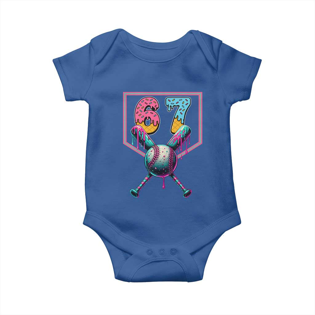 Funny Six Seven Baseball Drip Baby Onesie Number 67 Meme Drippy Bats - Wonder Print Shop