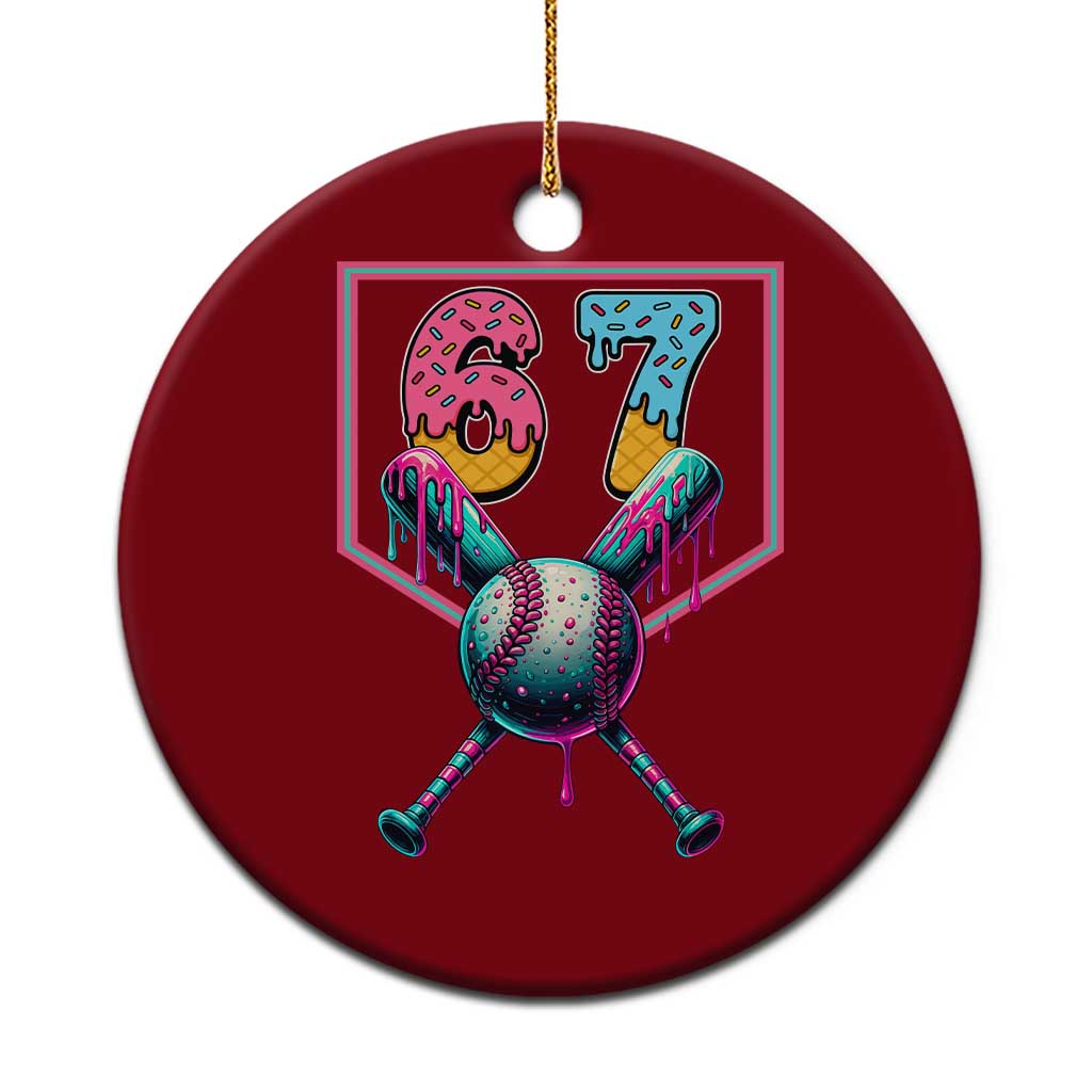 Funny Six Seven Baseball Drip Ceramic Ornament Number 67 Meme Drippy Bats - Wonder Print Shop