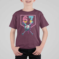 Funny Six Seven Baseball Drip T Shirt For Kid Number 67 Meme Drippy Bats - Wonder Print Shop