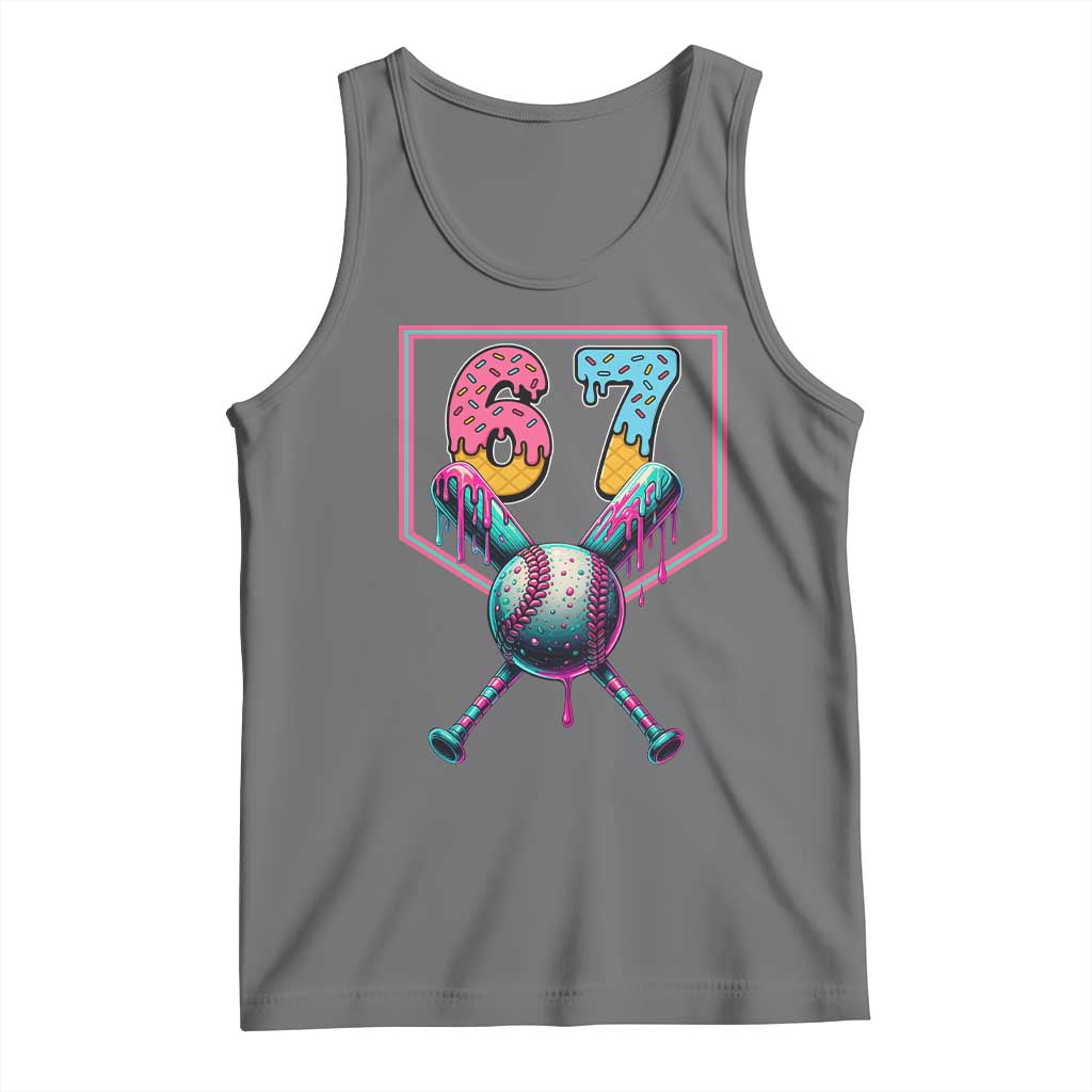 Funny Six Seven Baseball Drip Tank Top Number 67 Meme Drippy Bats - Wonder Print Shop