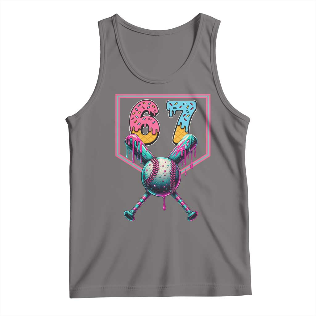 Funny Six Seven Baseball Drip Tank Top Number 67 Meme Drippy Bats - Wonder Print Shop