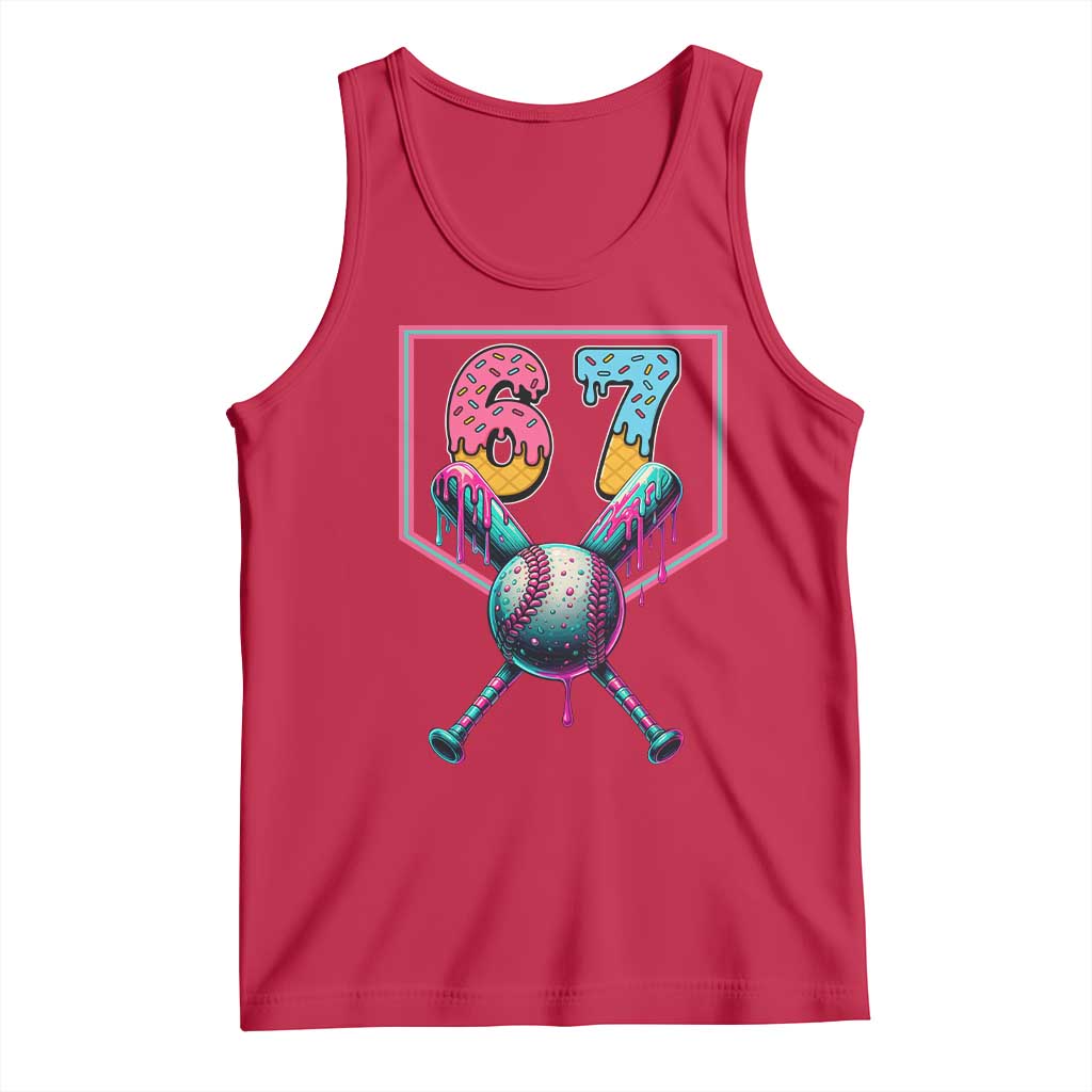 Funny Six Seven Baseball Drip Tank Top Number 67 Meme Drippy Bats - Wonder Print Shop