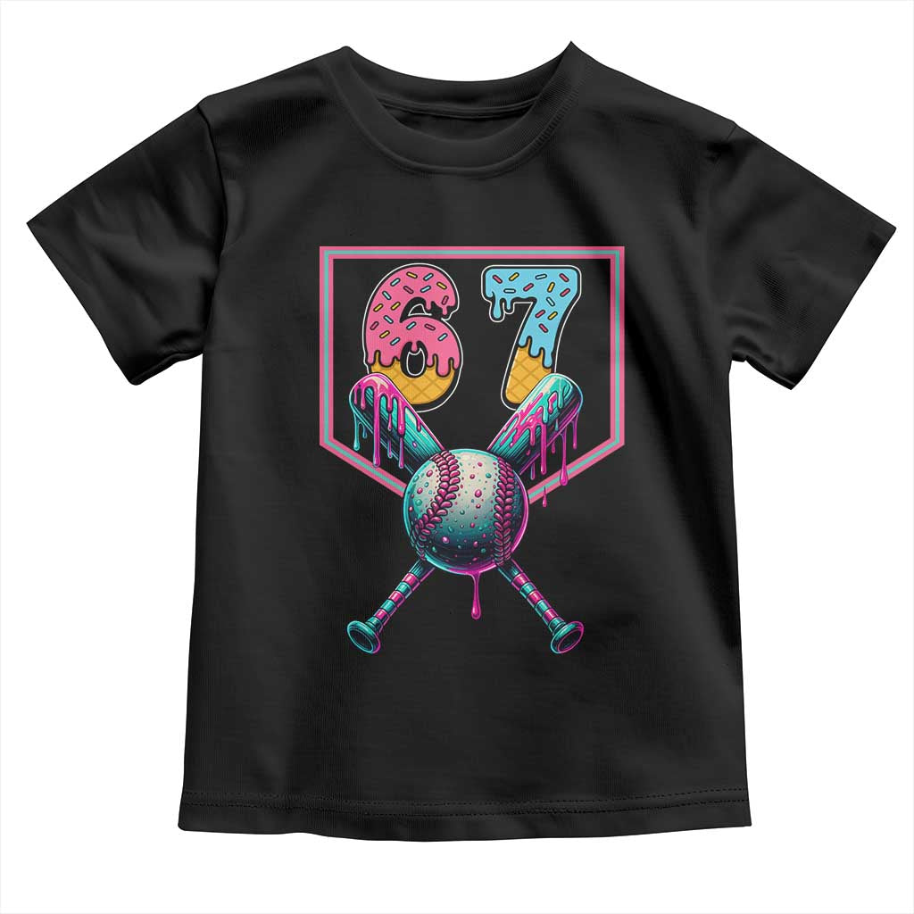 Funny Six Seven Baseball Drip Toddler T Shirt Number 67 Meme Drippy Bats - Wonder Print Shop