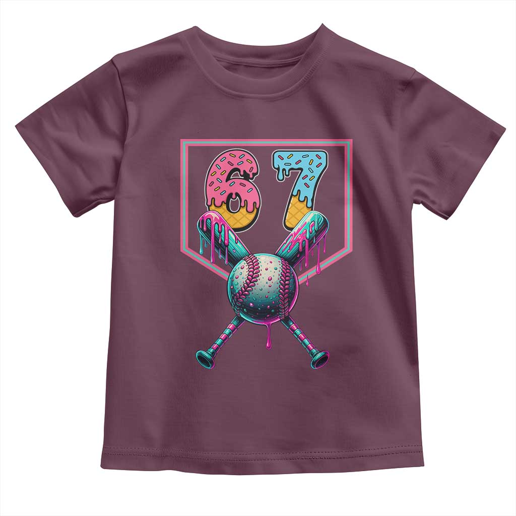 Funny Six Seven Baseball Drip Toddler T Shirt Number 67 Meme Drippy Bats - Wonder Print Shop