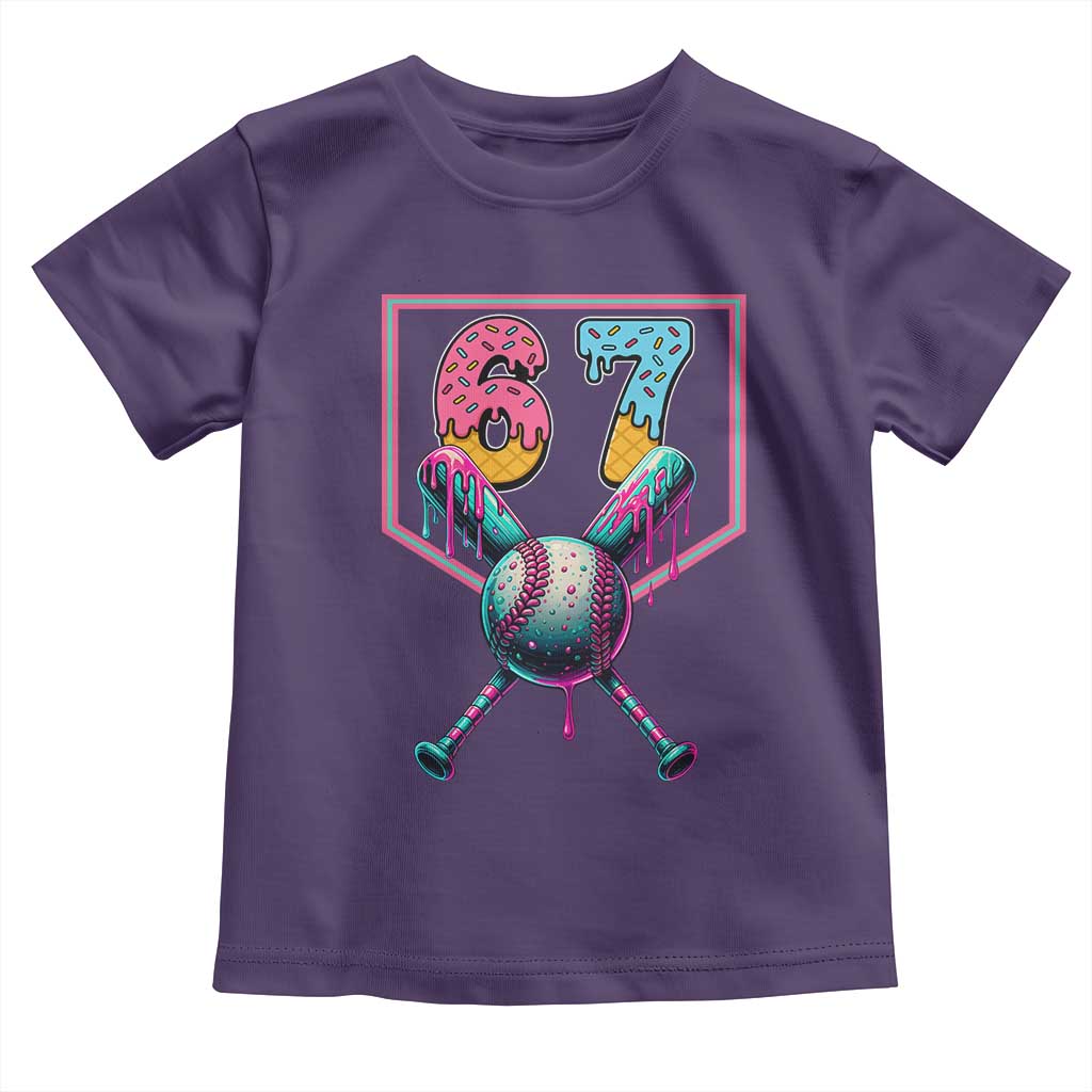 Funny Six Seven Baseball Drip Toddler T Shirt Number 67 Meme Drippy Bats - Wonder Print Shop