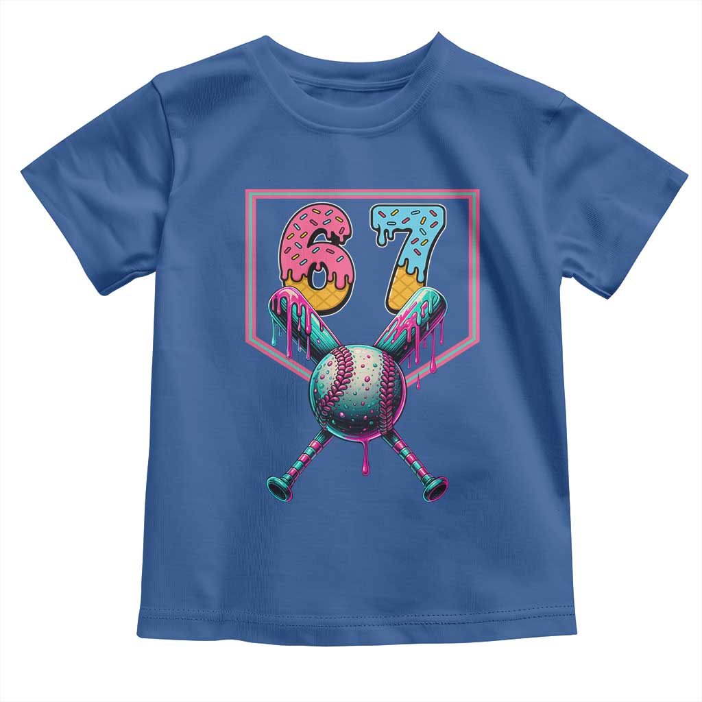 Funny Six Seven Baseball Drip Toddler T Shirt Number 67 Meme Drippy Bats - Wonder Print Shop