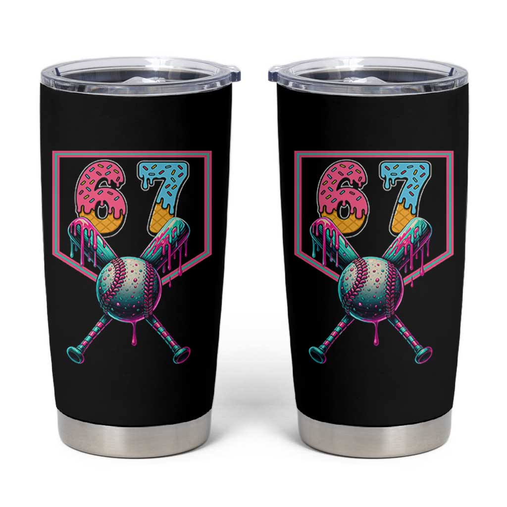 Funny Six Seven Baseball Drip Tumbler Cup Number 67 Meme Drippy Bats - Wonder Print Shop