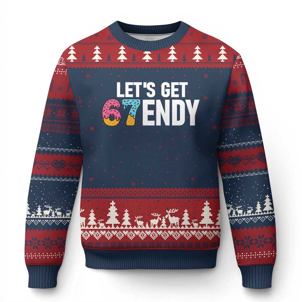 Funny Six Seven 67 Ugly Christmas Sweater Lets Get Sendy 6 7 Meme Icecream - Wonder Print Shop