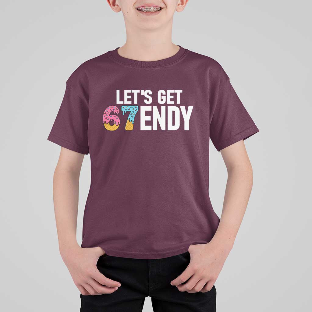 Funny Six Seven 67 T Shirt For Kid Lets Get Sendy 6 7 Meme Icecream - Wonder Print Shop