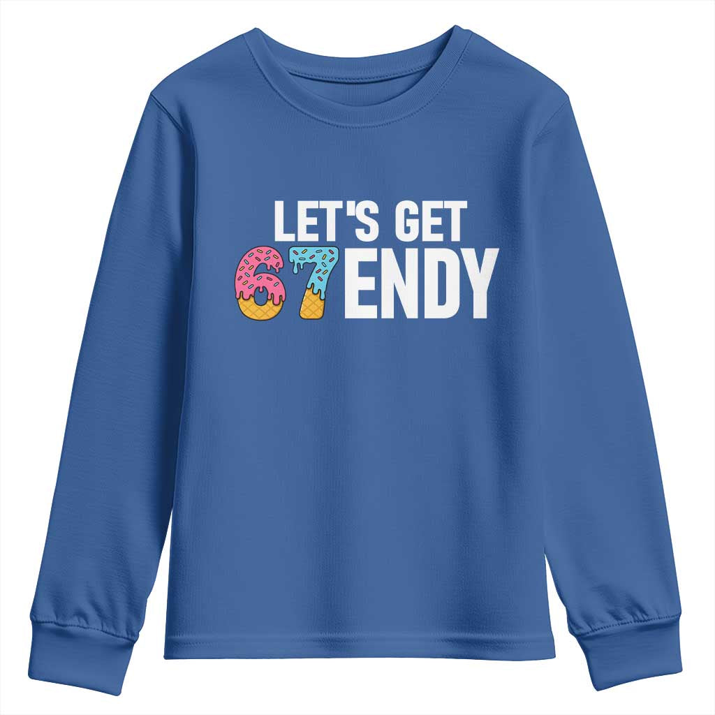 Funny Six Seven 67 Youth Sweatshirt Lets Get Sendy 6 7 Meme Icecream - Wonder Print Shop