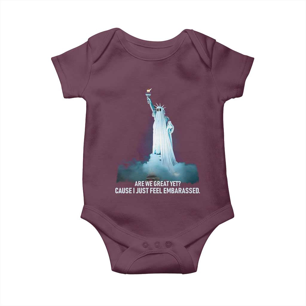 Statue of Liberty Ghost Baby Onesie Are We Great Yet Cause I Just Feel Embarrased - Wonder Print Shop